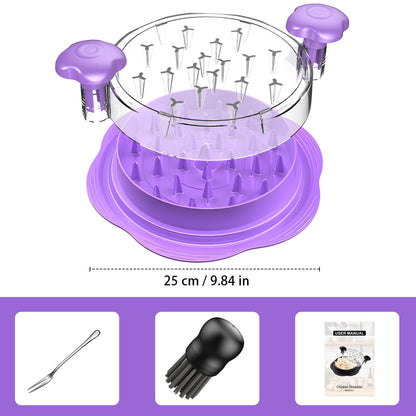 SURETIVIAN Chicken Shredder Tool Twist Large Chicken Breast Shredder with Brush&Fork, Visible Meat Shredder Machine, Anti-Slip Strip, Ergonomic Handle, BPA Free, Pork Beef Chicken(Hot Pink)