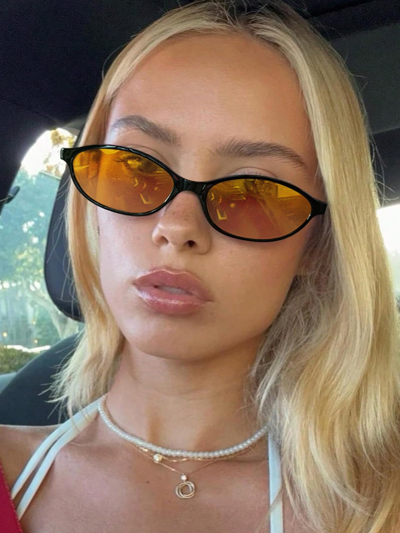 GUVIVI Retro Oval Sunglasses for Women