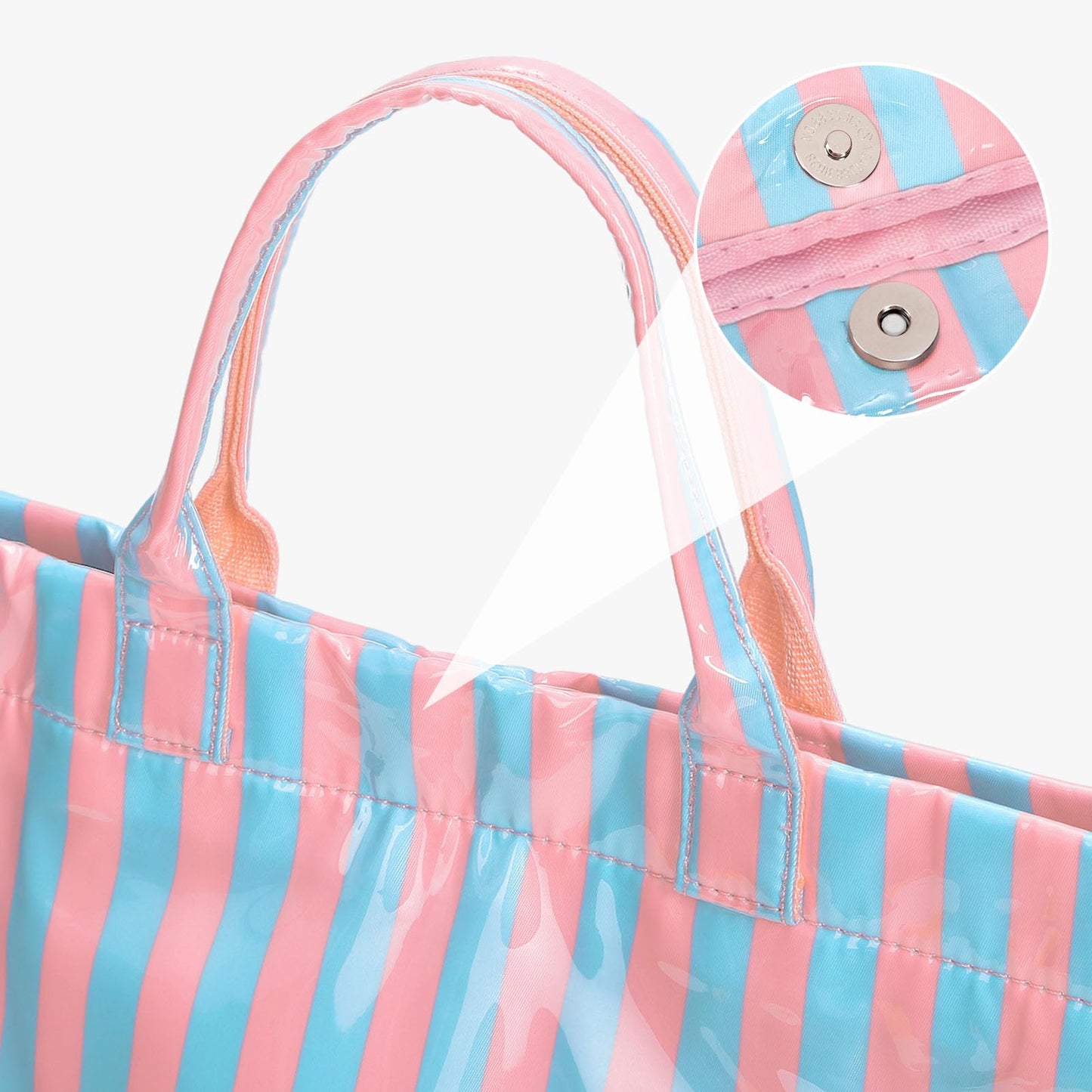 Striped PVC Tote Bag Large Glossy