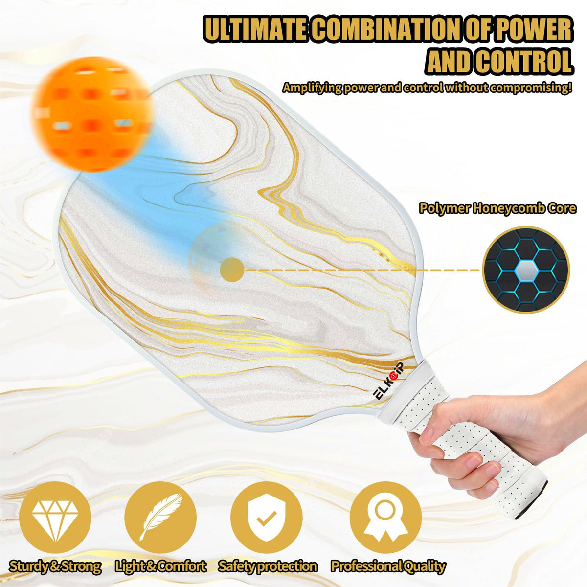 Composite Pickleball Paddle with Cover for Women, Graphite Carbon Fiber Polypropylene Honeycomb Core Pickleball Racquet Gift for Mother Wife Grandmother Girlfriend