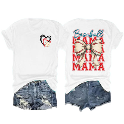 Baseball Mom Shirt for Women: Funny Baseball Tee Shirt Baseball Mama Short Sleeve Casual Tee Tops