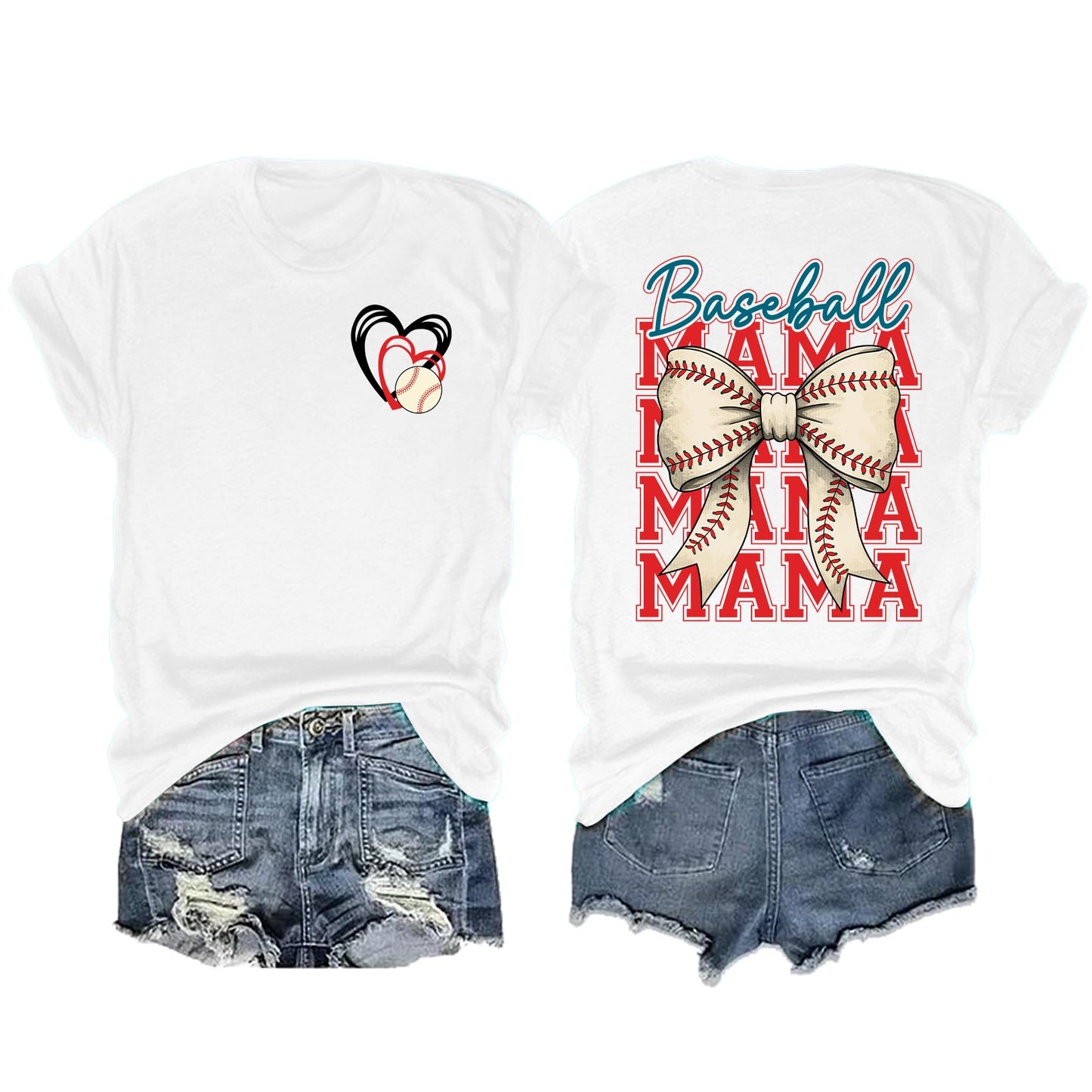 Baseball Mom Shirt for Women: Funny Baseball Tee Shirt Baseball Mama Short Sleeve Casual Tee Tops