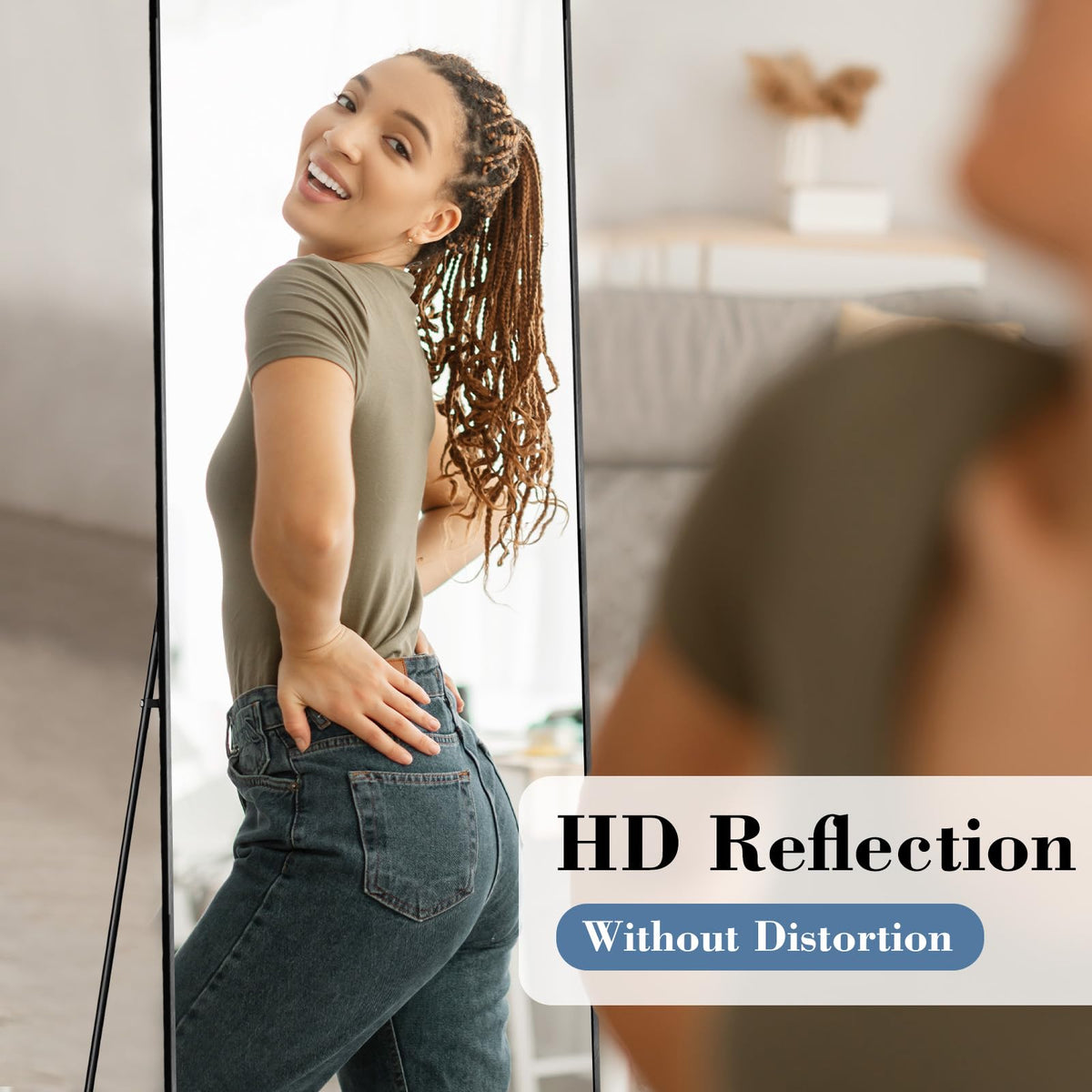 DUMOS 59"x16" Arched Full Length Mirror with Stand