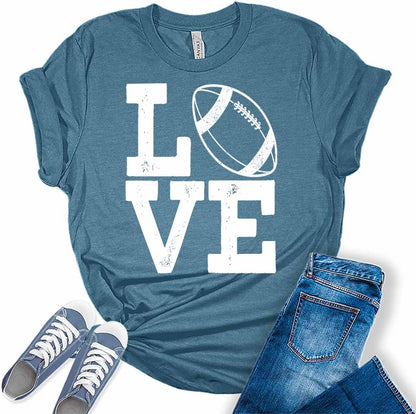 Football Shirts for Women Touchdown Season Tshirt Cute Leopard Bleach Print Fall Graphic Tees