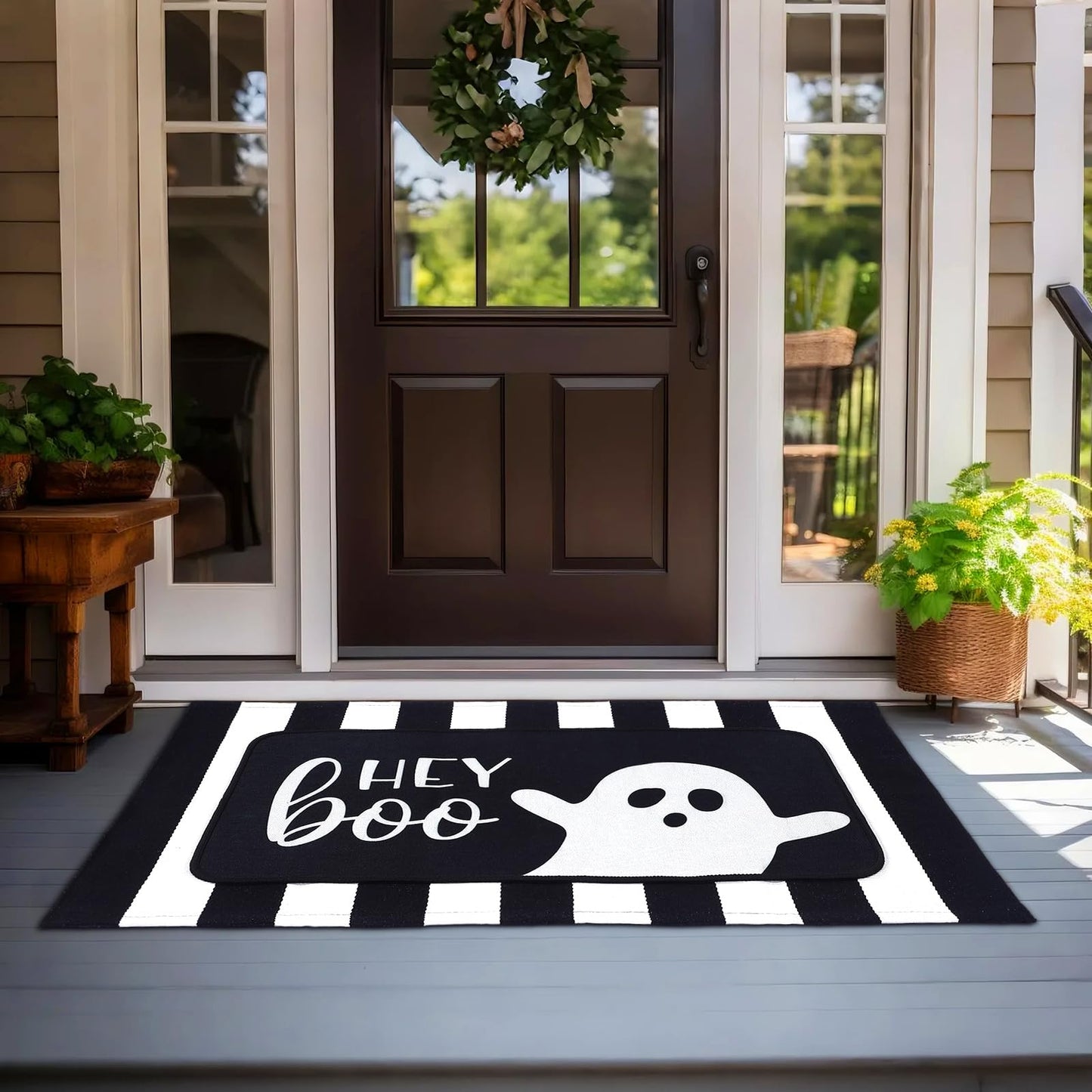 Tinideya 2 Pcs Halloween Door Mats Outdoor Layered Ghost Front Door Mat