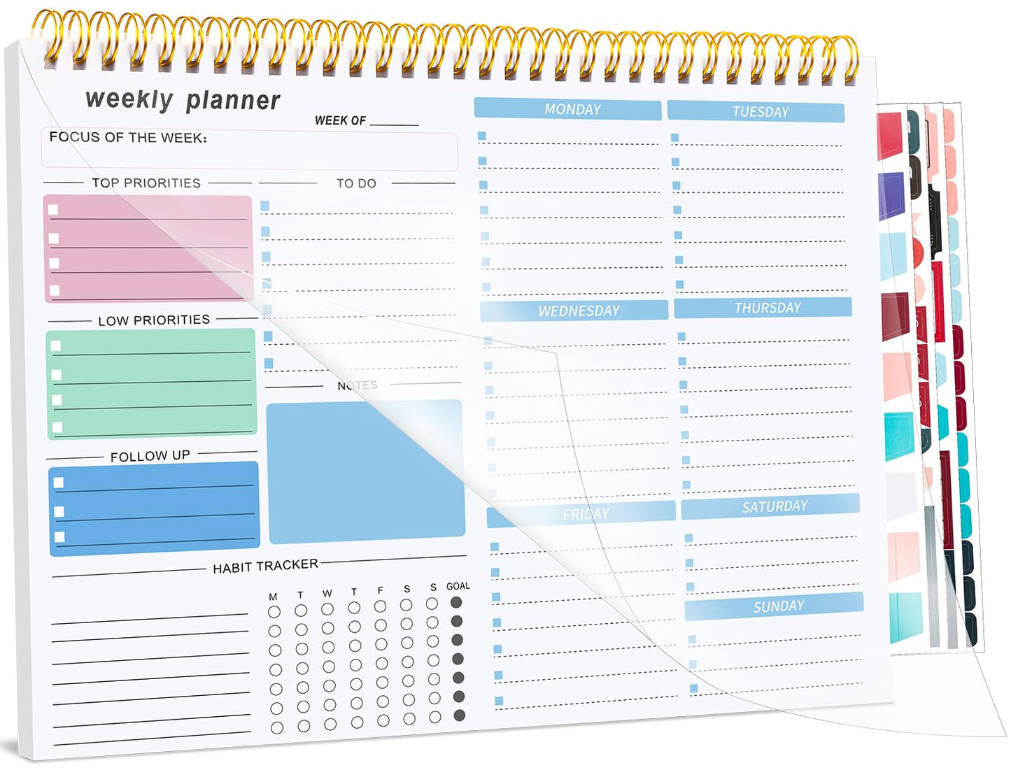 Thboxes Weekly Desk Planner, 8.5x11 In To Do List Notepad, 52 Sheets, Pink | Productivity Organizer, Work from Home Essentials, Undated Tear Off Pages, Office, College, School, Student and Teacher Gifts