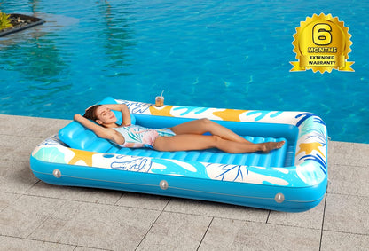 Inflatable Tanning Pool Lounger Float - Jasonwell 4 in 1 Sun Tan Tub Sunbathing Pool Lounge Raft Floatie Toys Water Filled Tanning Bed Mat Pad for Adult Blow Up Kiddie Pool Kids Ball Pit Pool (L)