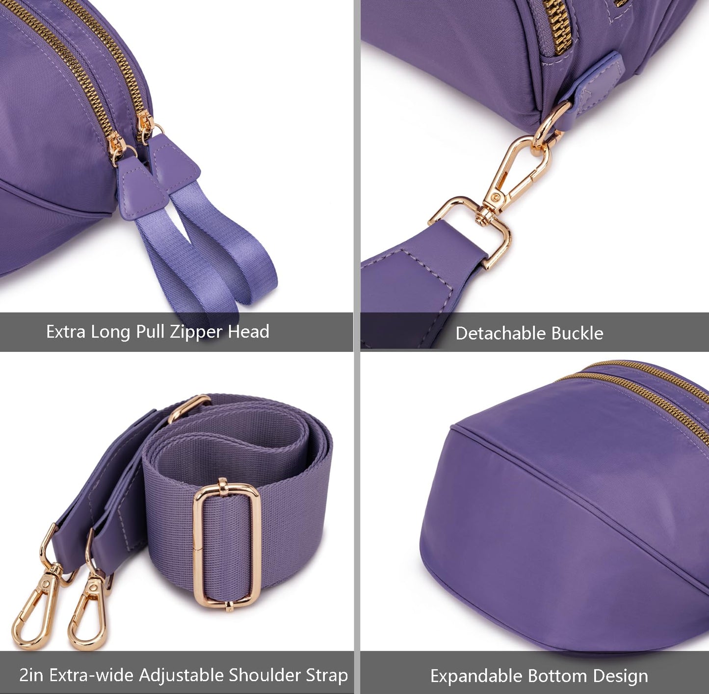Pure Colour Crossbody Bum Bags for Women Spacious Checkered Cross body Bag Nylon Trendy Fanny Pack for Travel