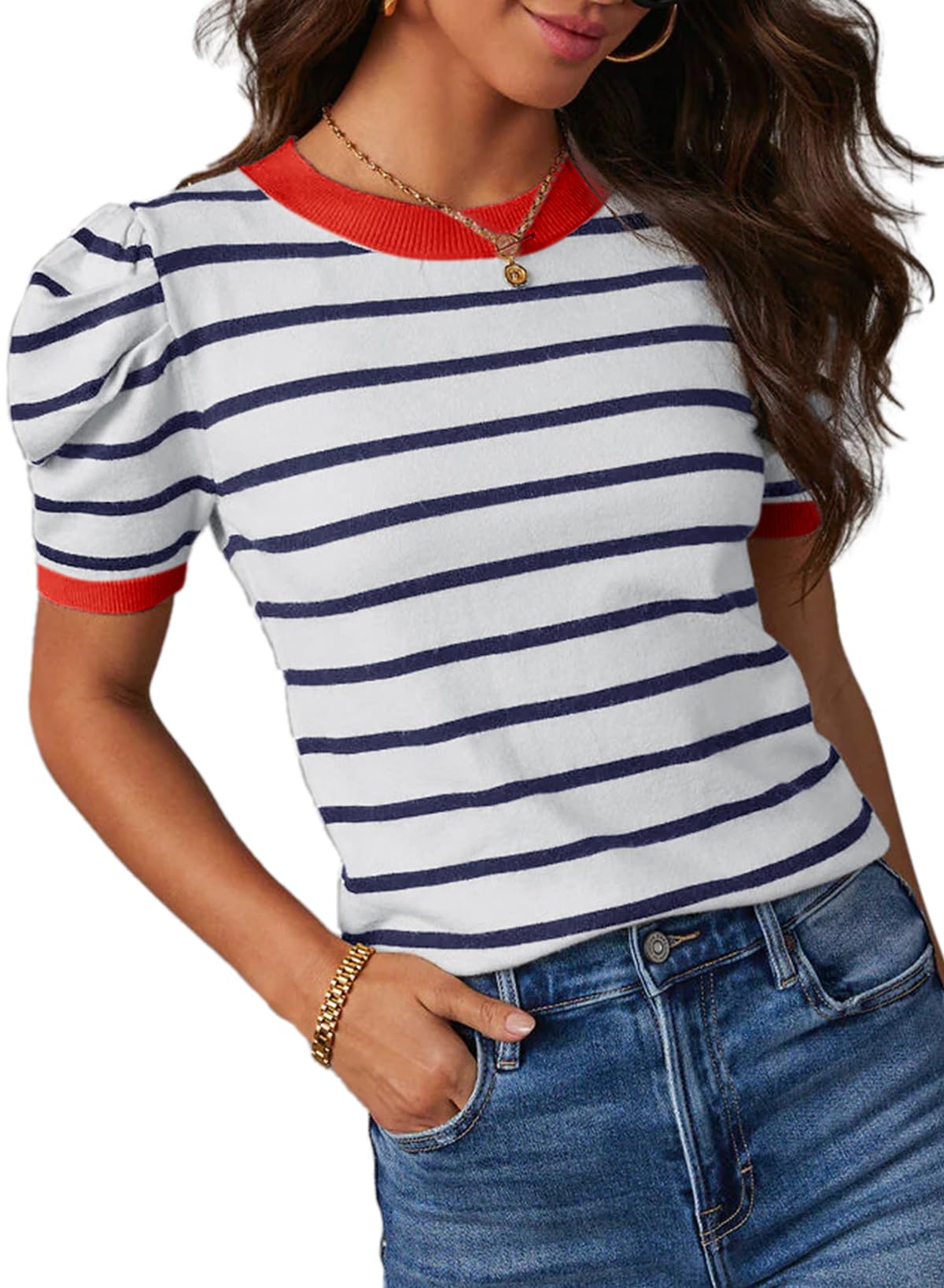 Dokotoo Women's Short Puff Sleeve Tops
