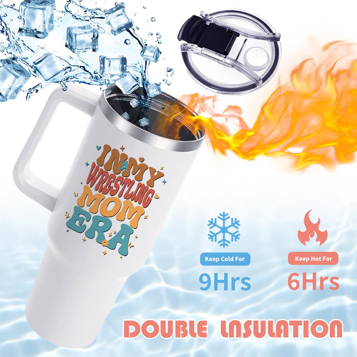 40oz Baseball Mom Tumbler, Christmas Holiday Gifts for Baseball Lovers