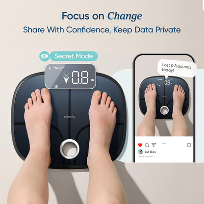 Etekcity Upgraded Smart Scale for Body Weight, FSA&HSA Eligible, Bathroom Digital Scale with BMI, Body Fat, Muscle Mass, 13 Metrics with a Large Display, Support Offline Mode and Apps Connection