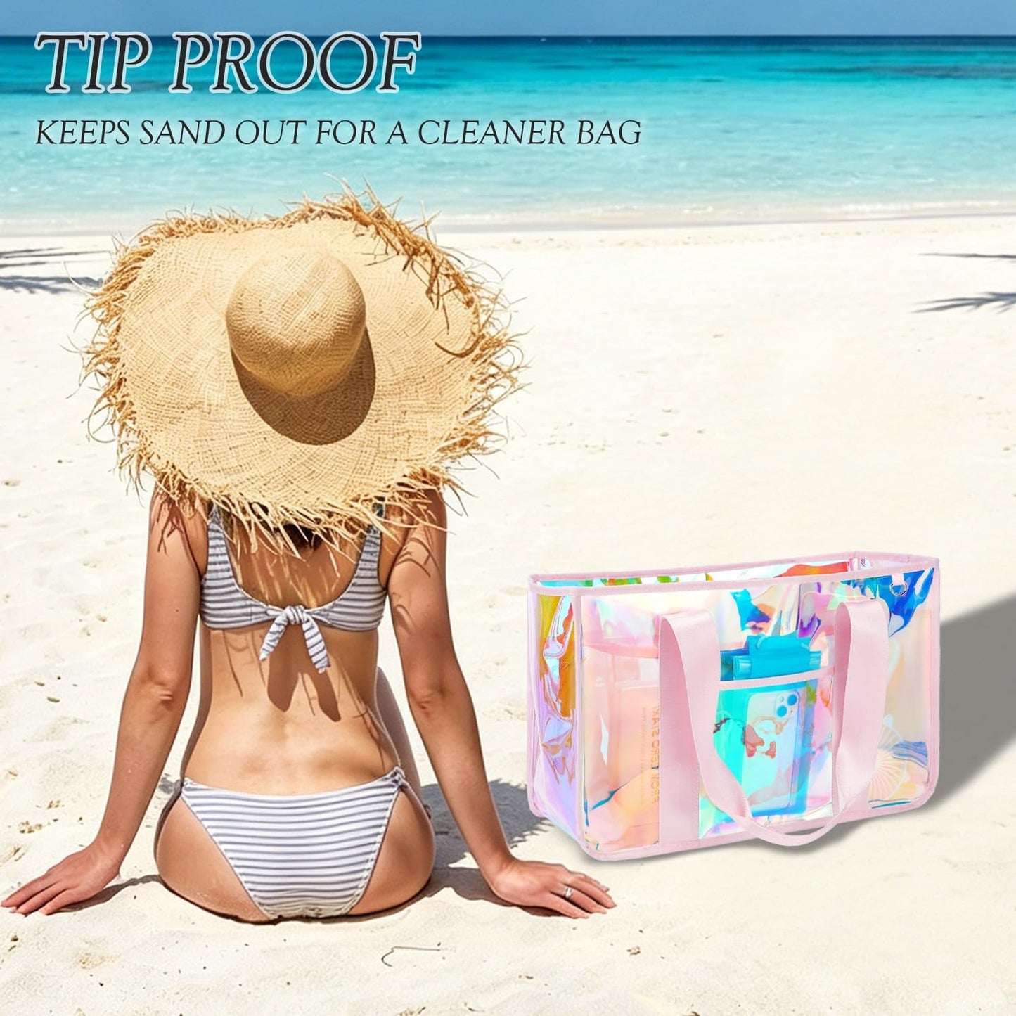 Fammart Iridescent Clear Beach Bags (Waterproof)