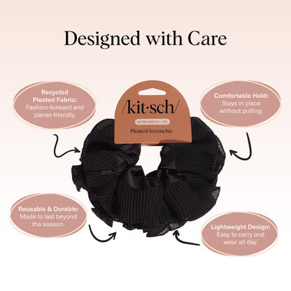 Kitsch Ultra-Petite Satin Scrunchies for Women - Cherry Blossom, 5pcs