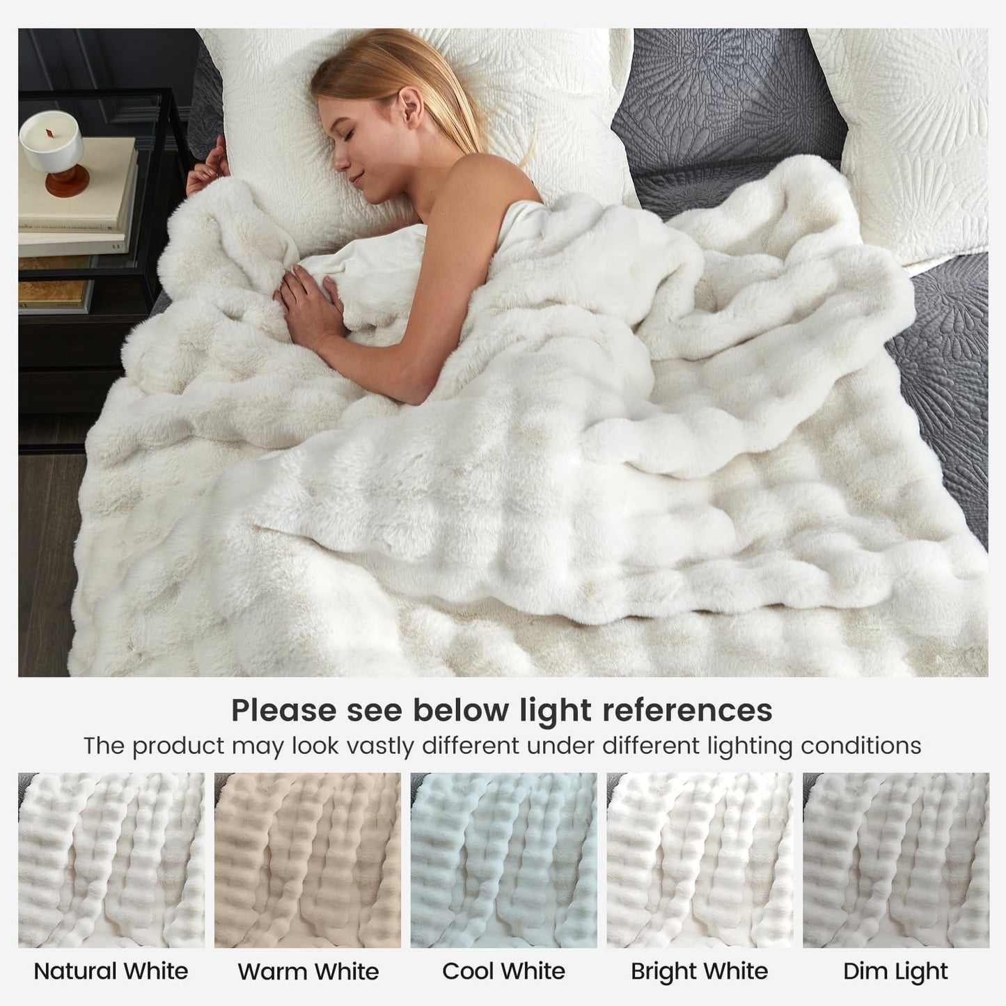 Cozy Bliss Faux Fur Throw Blanket for Couch, Fuzzy Soft Plush Thick Bubble Blanket for Sofa Bedroom Living Room, 50 * 60 Inches Tie Dye Pink