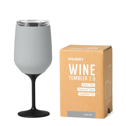 Huski Wine Tumbler 2.0 | NEW | Award-winning Design with Detachable Stem | Premium Stainless Steel Wine Glass with Lid | Triple Insulated Tumbler | 12oz Capacity | Great Gift (White)