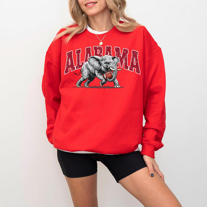Alabama Elephant Football Sweatshirt – Vintage Sport Grey Crewneck Pullover – Retro Game Day Apparel for Men & Women