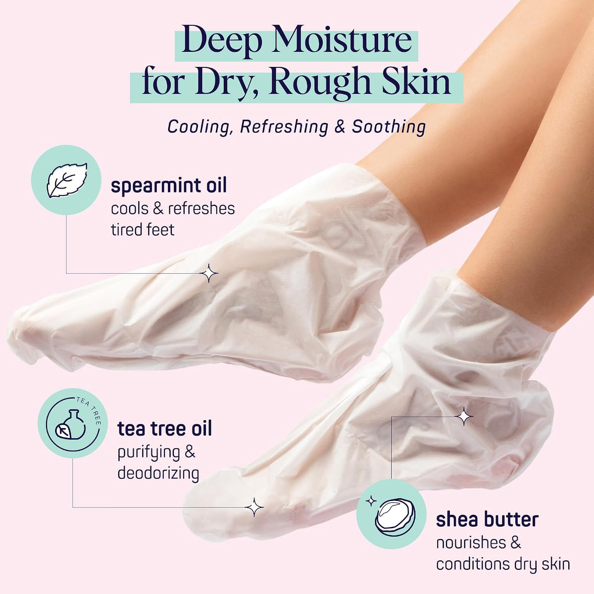 SpaLife Moisturizing Foot Sockies | Foot Mask for Dry Cracked Feet | Tea Tree Oil Softening Booties | Callus Remover Alternative | Self Care Gifts for Women | 8 Pack