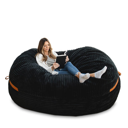 Big Joe Fuf 7Ft Giant Foam Bean Bag Chair, Oversized Couch with Removable Cover for Kids, Teens, Adults, Fog Lenox, Durable Woven Polyester, 7 Foot