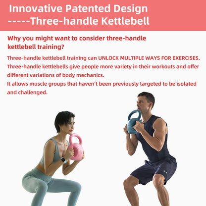 RUNWE 3 Handle Kettlebells Weight - Weight for Women Options 5, 10, 15 and 20 LB for Russian Twists AB Exercise, Weightlifting and Core Fitness Exercise Home Gym [Single in Sold]
