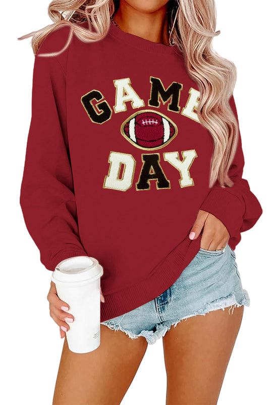 FLOYU Women Sunday Funday Sweatshirt Cute Football Graphic Pullover Game Day Weekend Tops Casual Football Season Shirt
