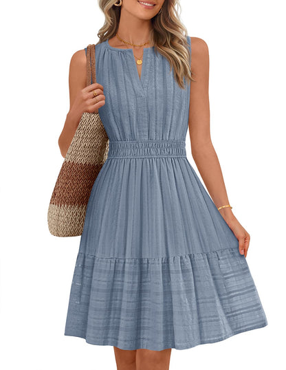 MEROKEETY Womens Summer Casual Beach Vacation Sleeveless Mini Sundress