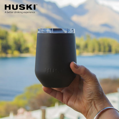 Huski Wine Tumbler 2.0 | NEW | Award-winning Design with Detachable Stem | Premium Stainless Steel Wine Glass with Lid | Triple Insulated Tumbler | 12oz Capacity | Great Gift (White)