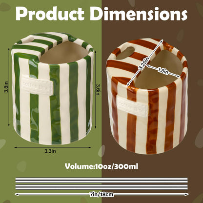 2 Pack Ceramic Mug with Sip Hole,