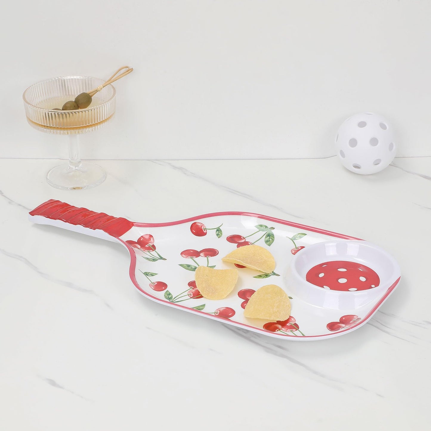 UPware Lovely Lemon Melamine Chip and Dip Snack Tray