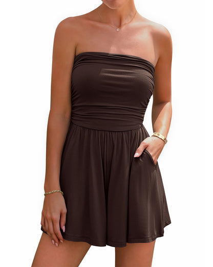 BTFBM Strapless Boho Womens Romper