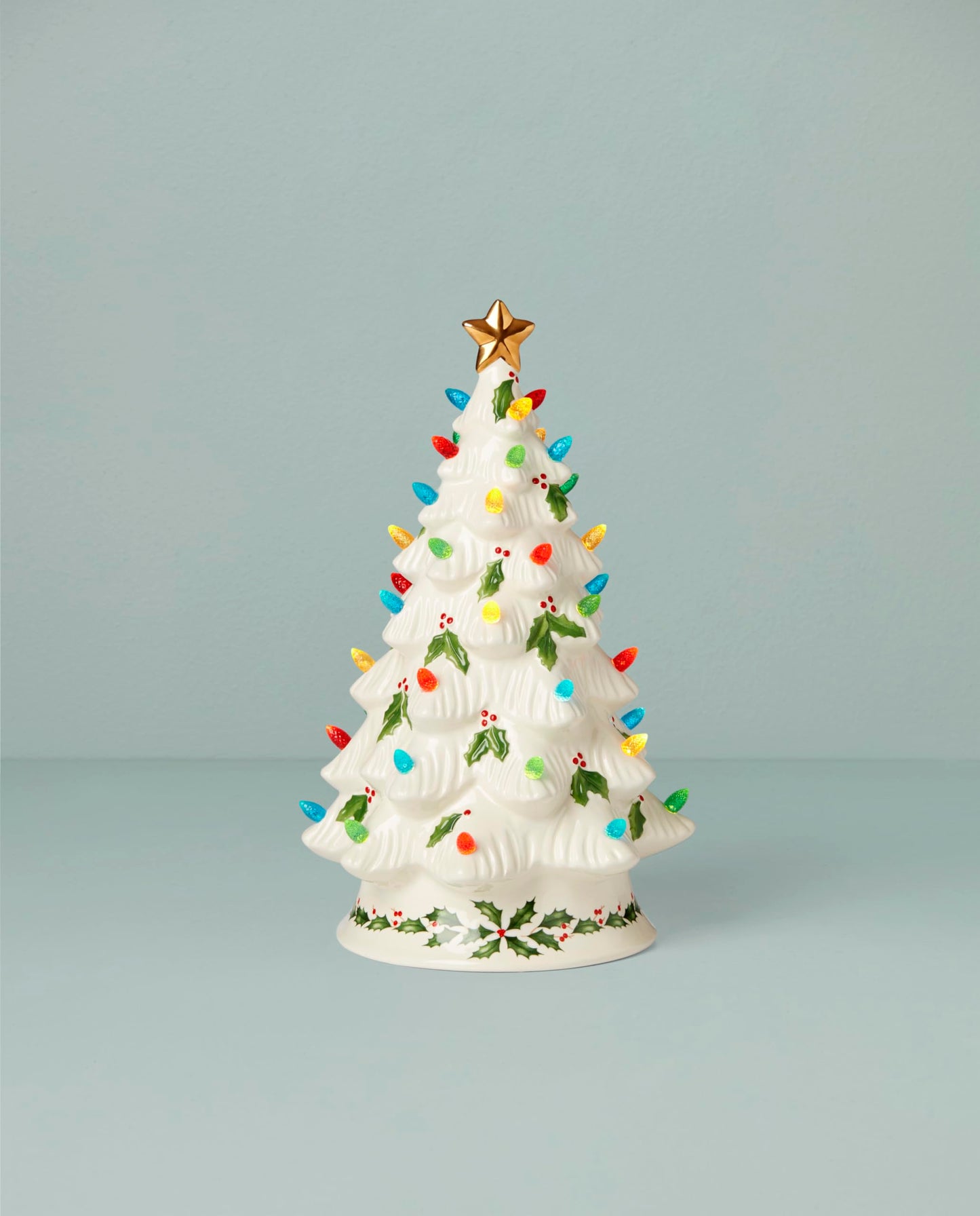 Lenox 893624 Treasured Traditions Holiday Red Bulbs Lit Tree, Christmas Decor