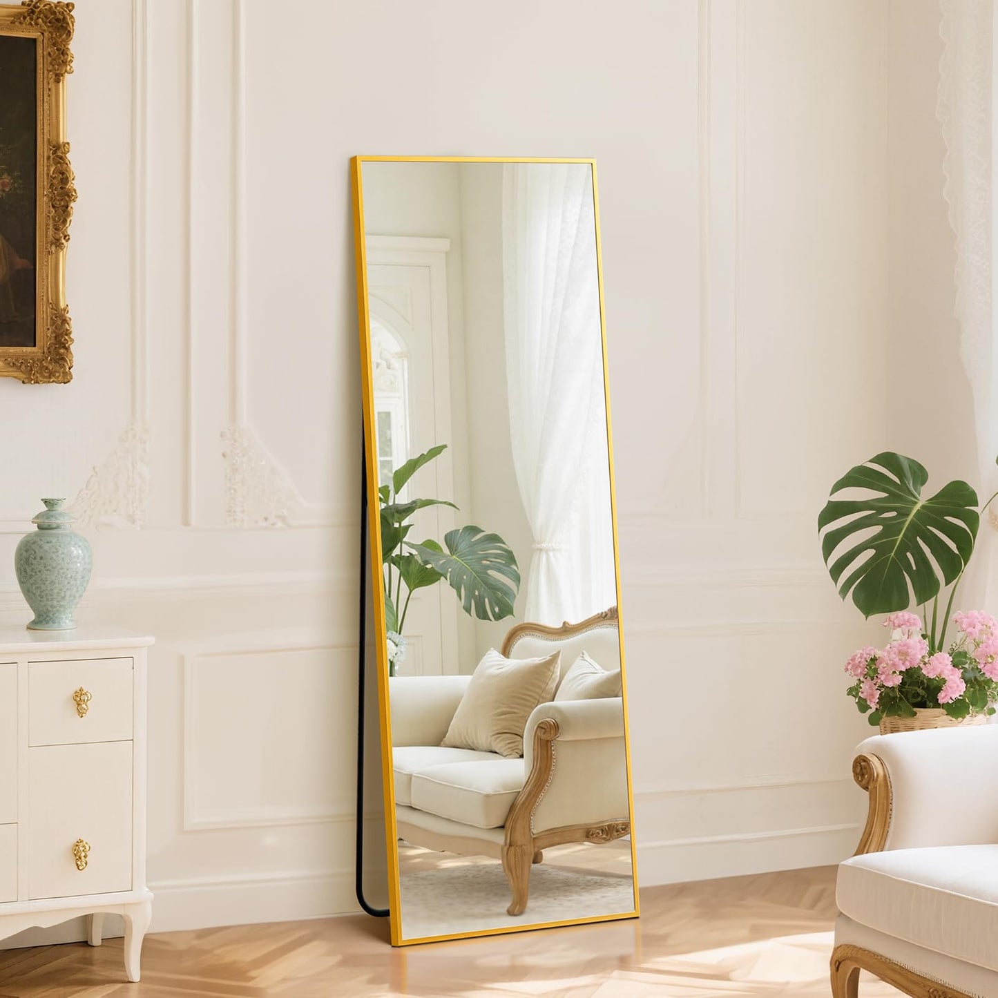 DUMOS 59"x16" Arched Full Length Mirror with Stand