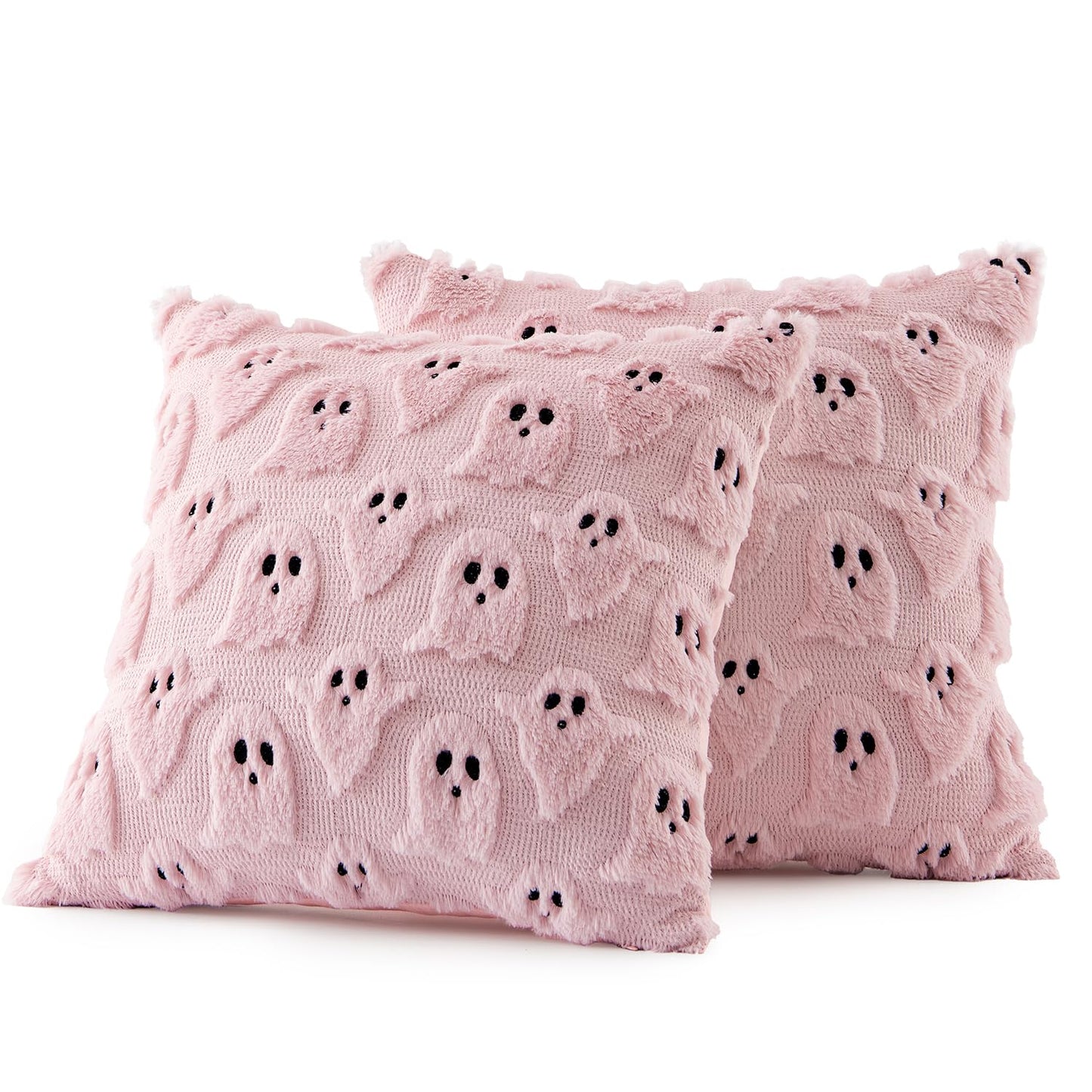 MIULEE Cute Ghost Halloween Pillow Covers 20x20 Inch Set of 2 White | Soft Plush Faux Fur Throw Pillows Spooky Fall Decorative Cushion Covers for Couch Sofa Bed Porch Living Room