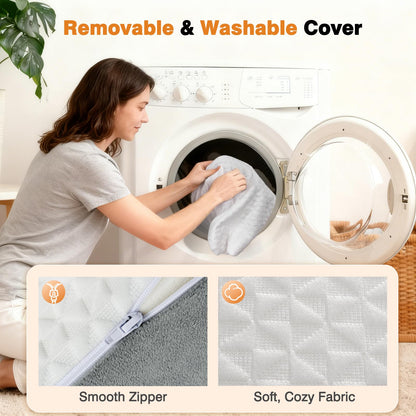 Vekkia King Bed Wedge Pillow for Headboard Gap, 0–6" Gap Filler with Side Pockets & Washable Cover, Gray 76"x10"x6"