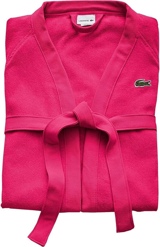 Lacoste Classic Pique Bath Robe, 100% Soft Cotton Terry, Unisex Adult Bathrobe, Absorbent & Quick Drying, One Size Fits Most