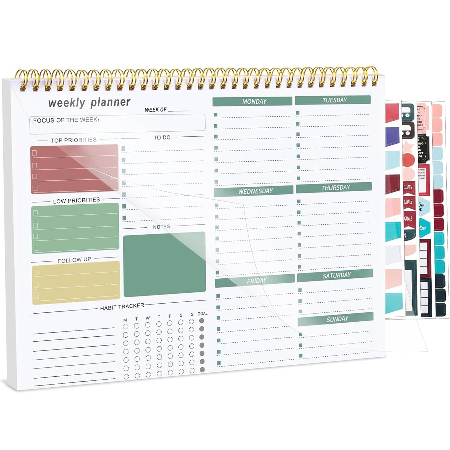 Thboxes Weekly Desk Planner, 8.5x11 In To Do List Notepad, 52 Sheets, Pink | Productivity Organizer, Work from Home Essentials, Undated Tear Off Pages, Office, College, School, Student and Teacher Gifts