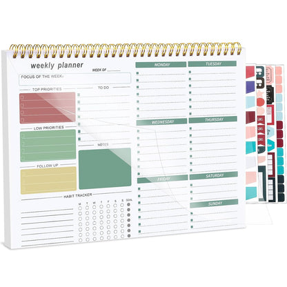 Thboxes Weekly Desk Planner, 8.5x11 In To Do List Notepad, 52 Sheets, Pink | Productivity Organizer, Work from Home Essentials, Undated Tear Off Pages, Office, College, School, Student and Teacher Gifts