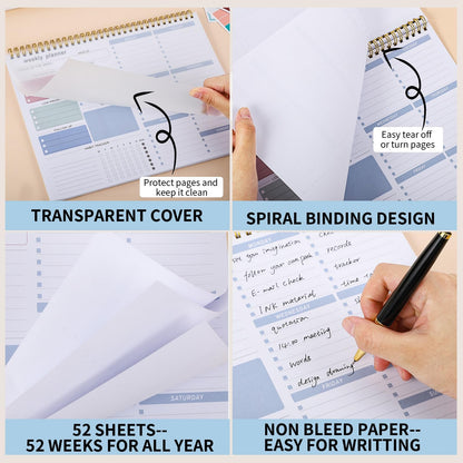 Thboxes Weekly Desk Planner, 8.5x11 In To Do List Notepad, 52 Sheets, Pink | Productivity Organizer, Work from Home Essentials, Undated Tear Off Pages, Office, College, School, Student and Teacher Gifts