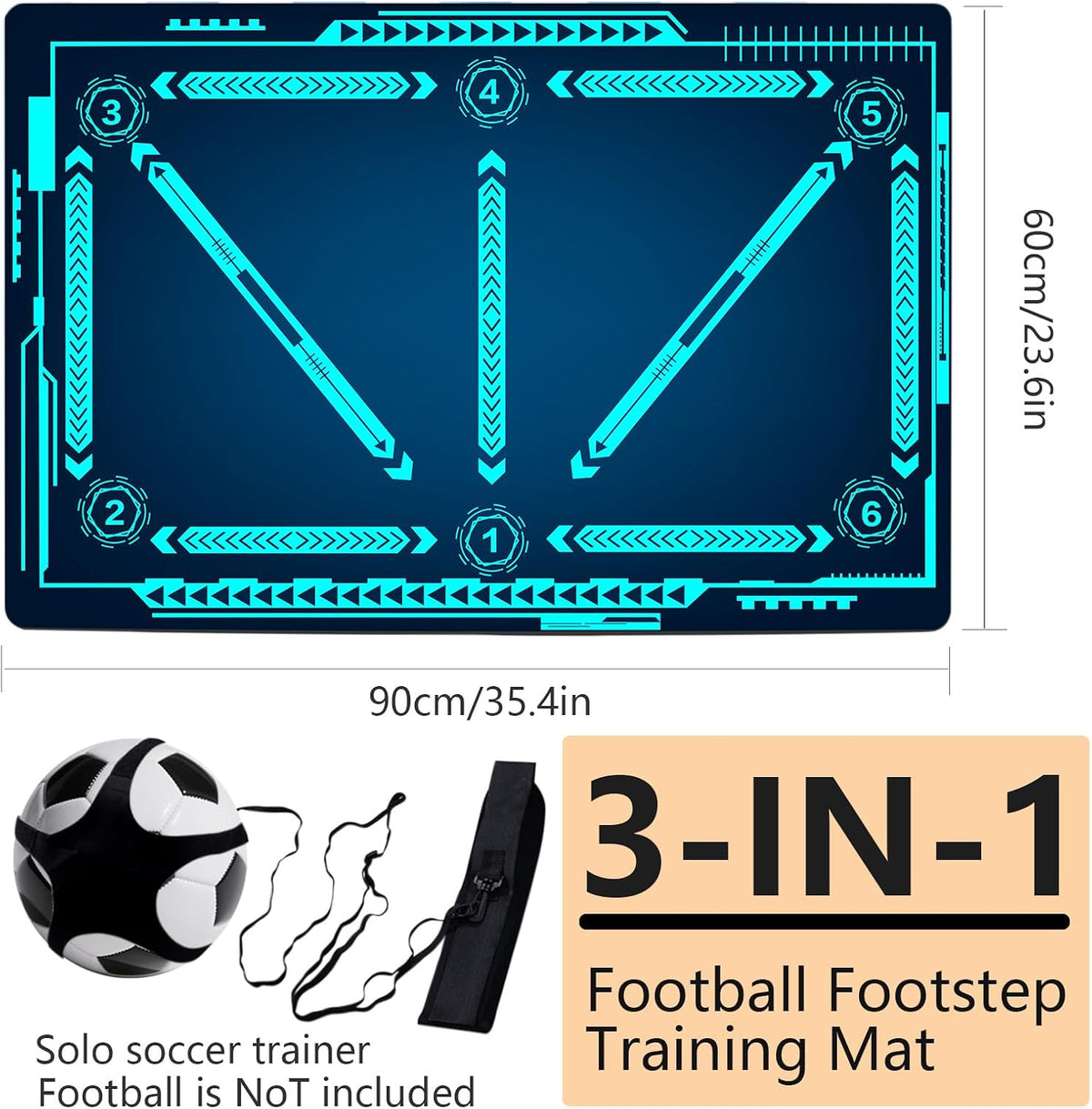 Soccer training mat,Soccer training equipment accessories for All Ages to Improve Speed Strength Agility and Coordination,Anti-Slip/Silent Mat