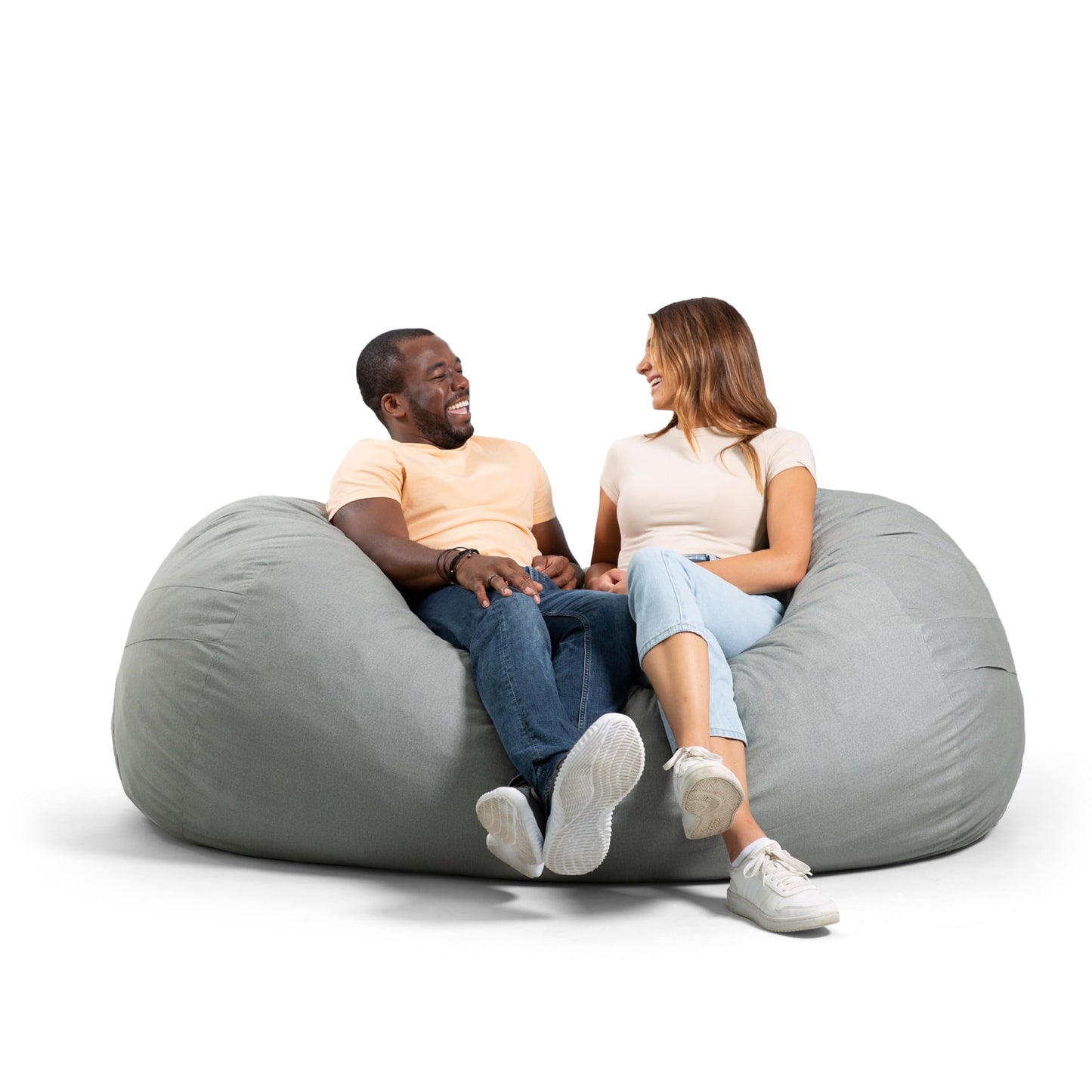 Big Joe Fuf 7Ft Giant Foam Bean Bag Chair, Oversized Couch with Removable Cover for Kids, Teens, Adults, Fog Lenox, Durable Woven Polyester, 7 Foot