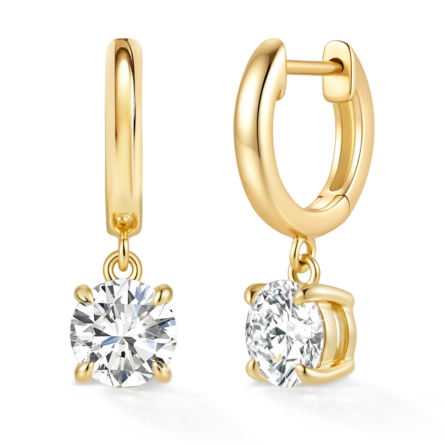 ASHINE Diamond Look Pear Huggie Earrings, 14K Gold Plated CZ Drops