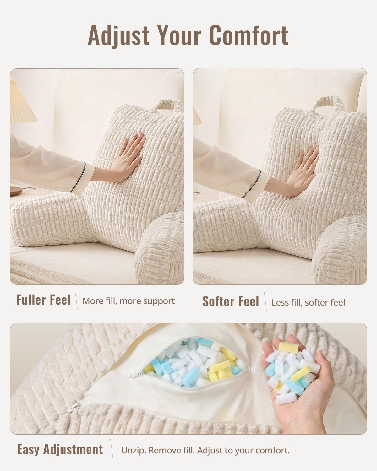 Blissful Diary Reading Pillow, Backrest Pillow with Shredded Memory Foam