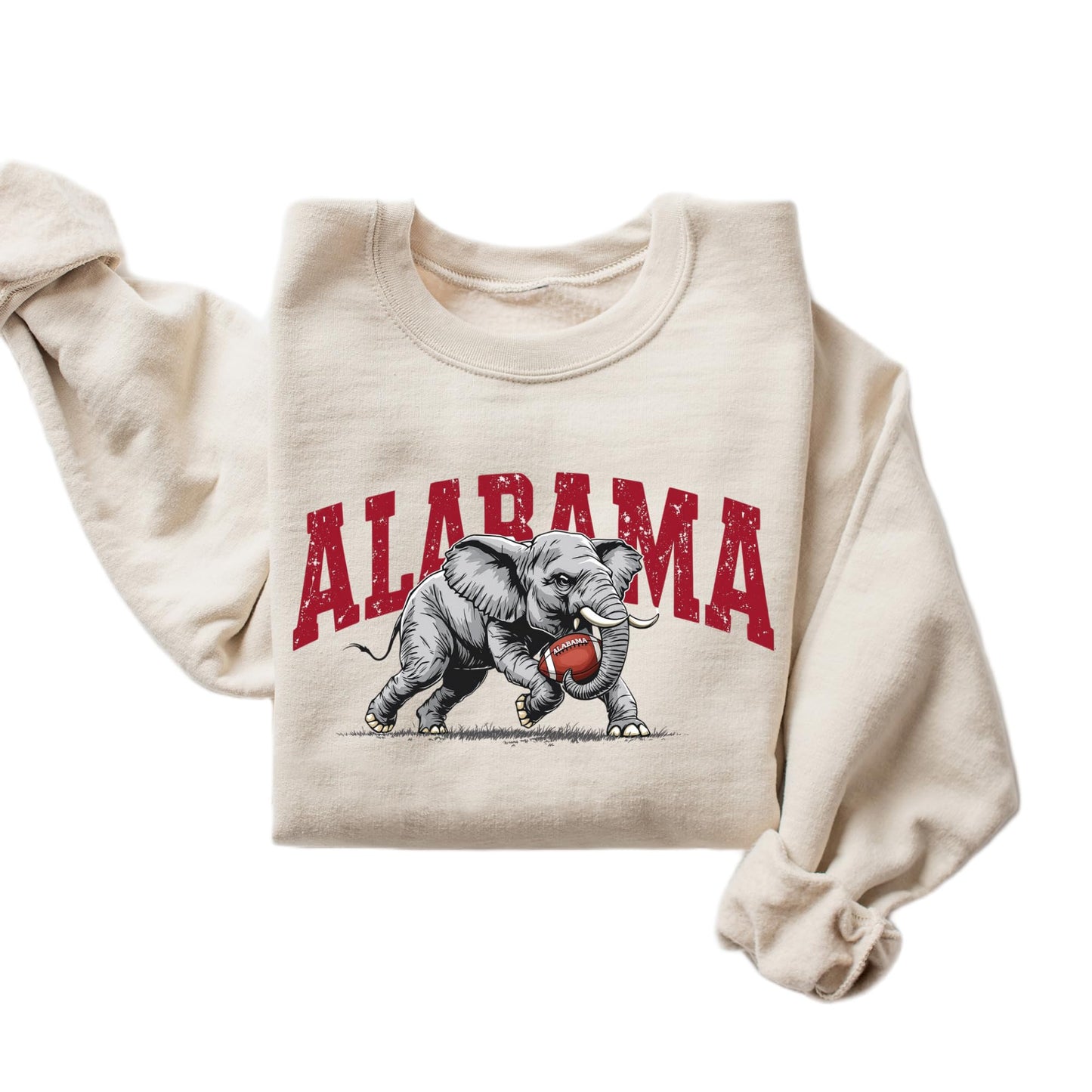 Alabama Elephant Football Sweatshirt – Vintage Sport Grey Crewneck Pullover – Retro Game Day Apparel for Men & Women
