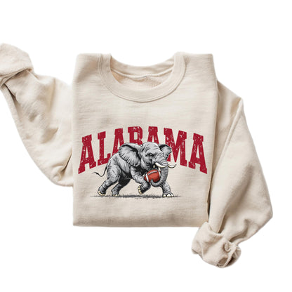 Alabama Elephant Football Sweatshirt – Vintage Sport Grey Crewneck Pullover – Retro Game Day Apparel for Men & Women