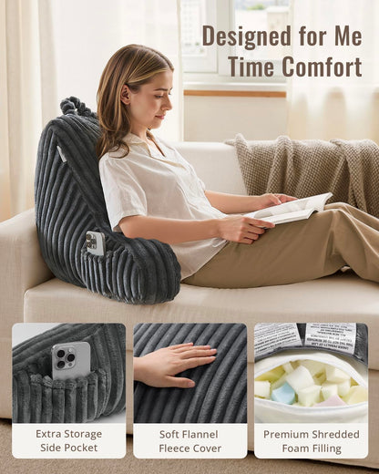 Blissful Diary Reading Pillow, Backrest Pillow with Shredded Memory Foam