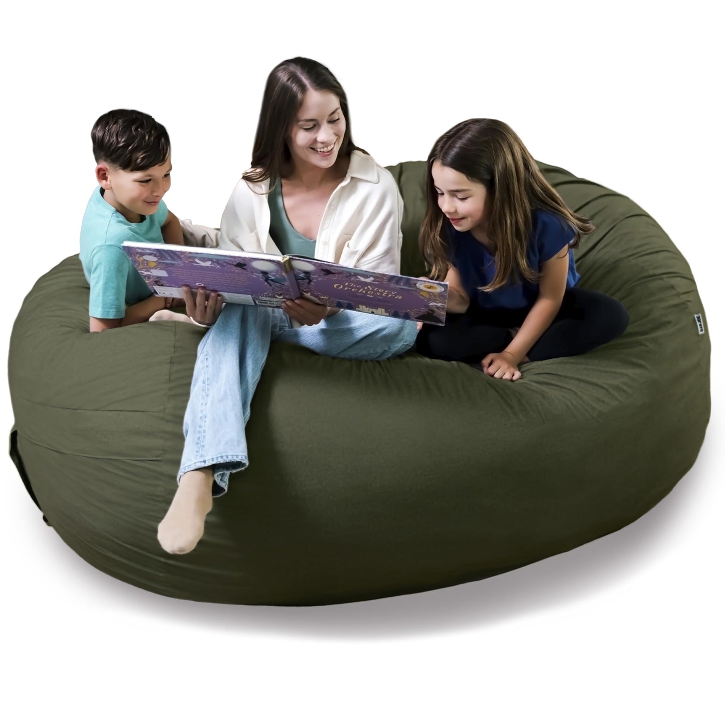 Big Joe Fuf 7Ft Giant Foam Bean Bag Chair, Oversized Couch with Removable Cover for Kids, Teens, Adults, Fog Lenox, Durable Woven Polyester, 7 Foot