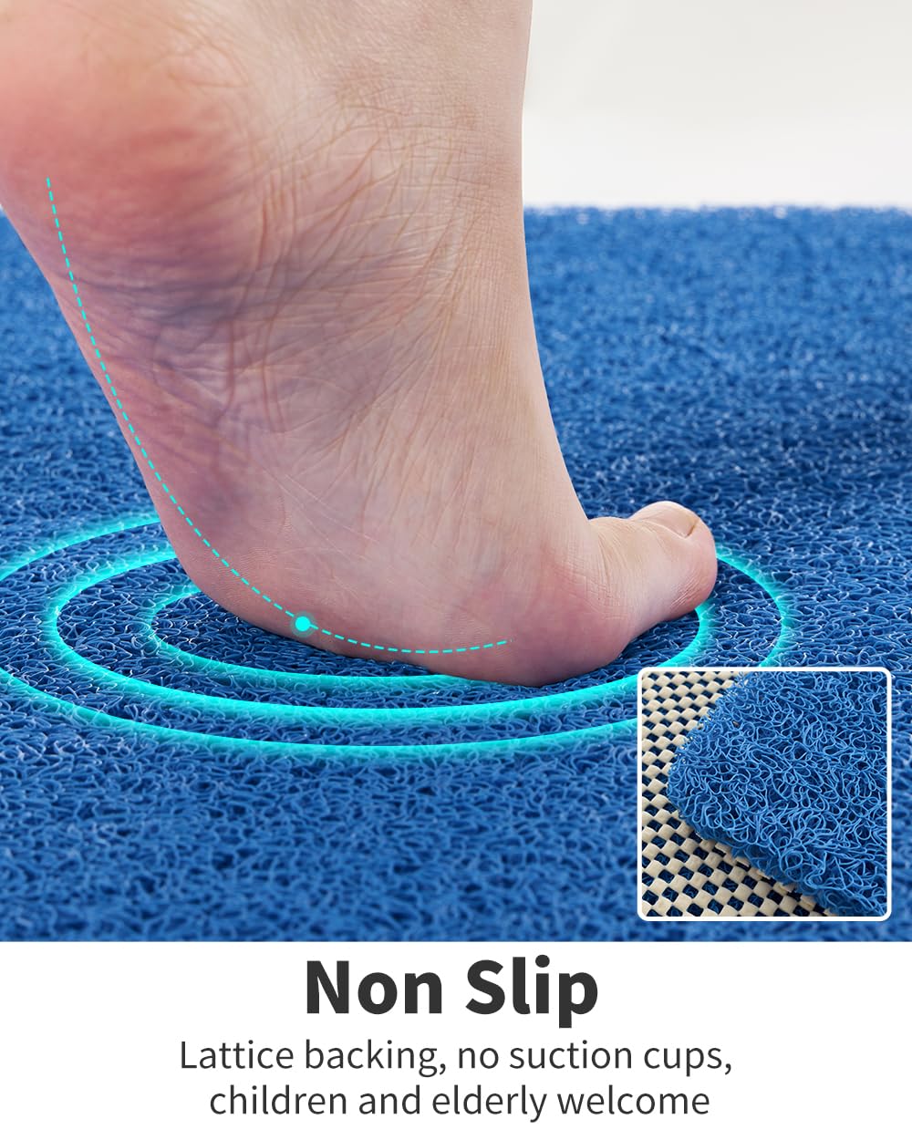 Non Slip Shower Mat, Comfortable Bath mat for Textured Surface,Quick Drying Easy Cleaning Shower Floor Mat for Wet Area,Without Suction Cups Pink 24 x 24