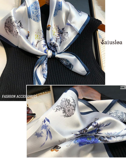 Saiusloa Neck Scarf For Womens Silky Head Scarves Hair Bandanas Square Scarf Fashion Accessories lightweight