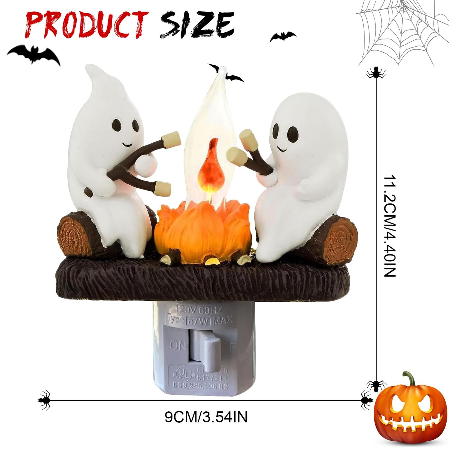 oyeftp Halloween Ghost Bubble Bath Lamp, Cute Bathtub Ghost Night Lights for Halloween Decor, Reading Books Nightlight, Halloween Decorations for Indoor Readers & Book Lover Desk Home Party