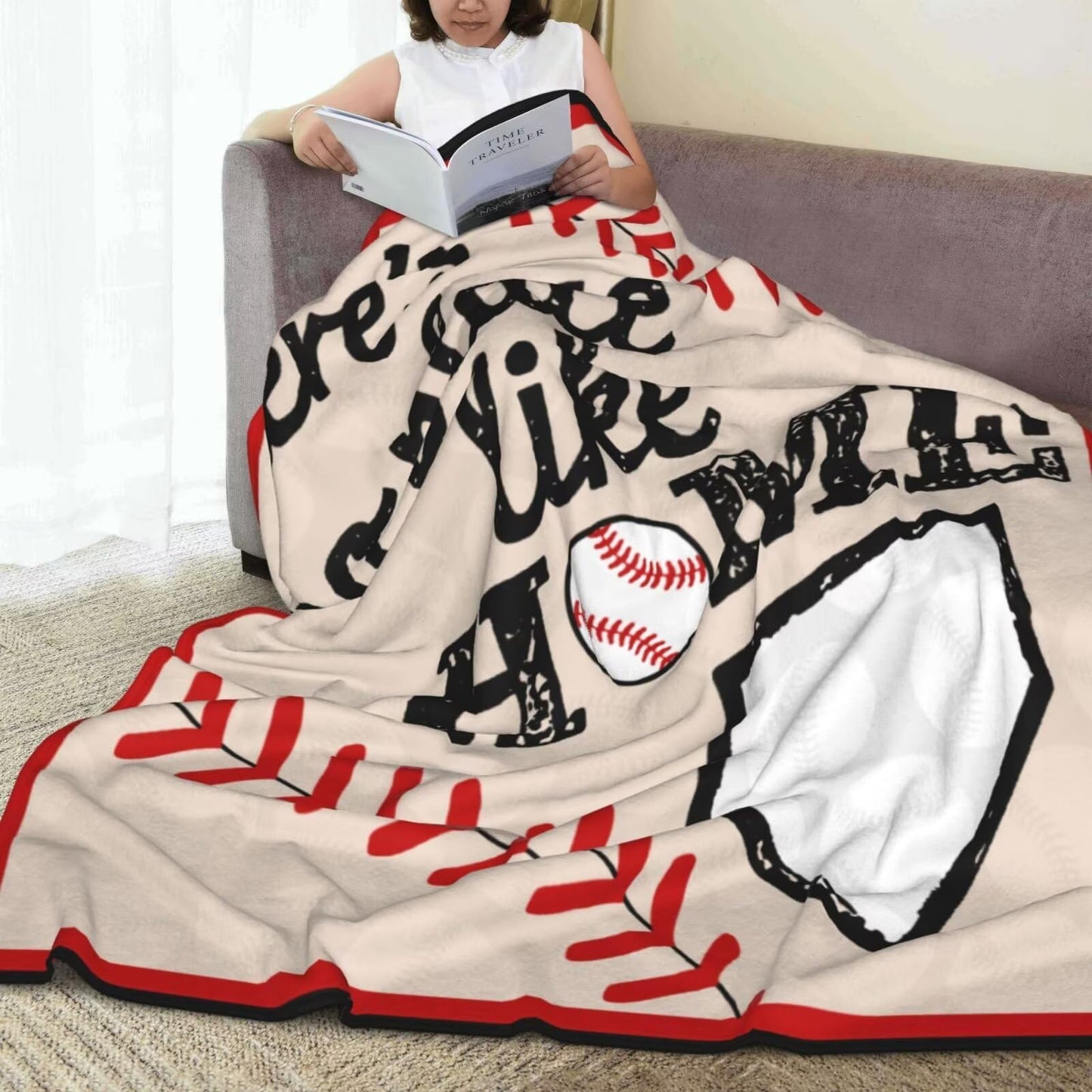 Baseball Throw Blanket Soft Flannel Blankets for Bed Couch Plush Cozy Blanket for Men Women Unisex Adults Micro Fleece Throws Unique Design 50''*40''