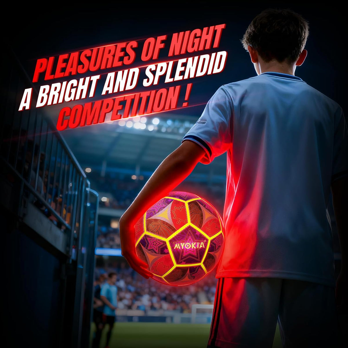 Rechargeable Light Up Soccer Ball Size 5 Tri-Color Glow in Dark